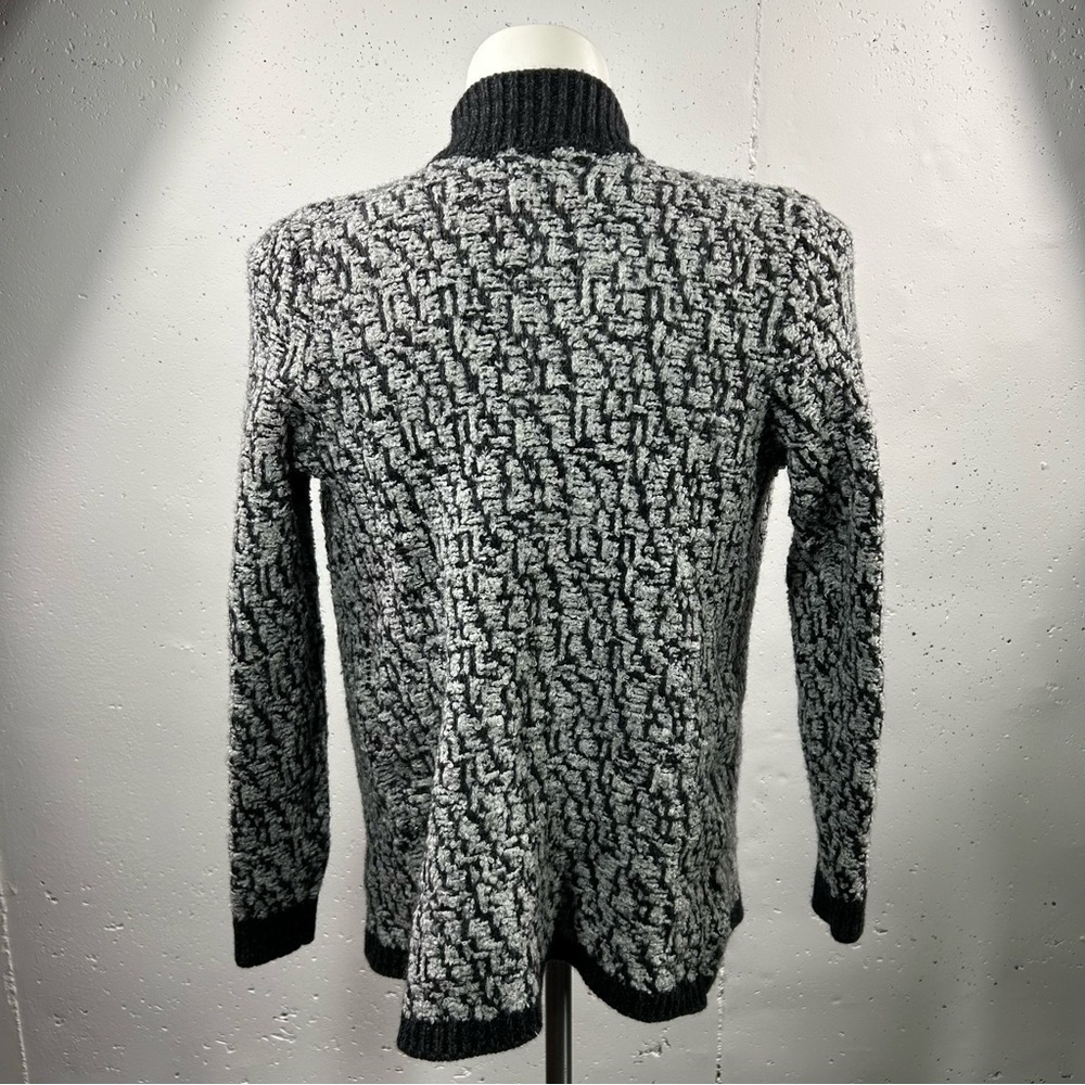 Loft Black & Grey Open Front Chunky Wool Cardigan L - Picture 8 of 8